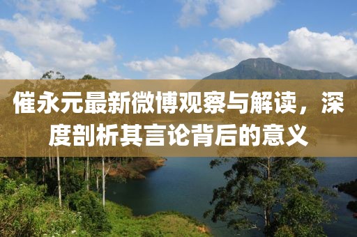 催永元最新微博观察与解读，深度剖析其言论背后的意义