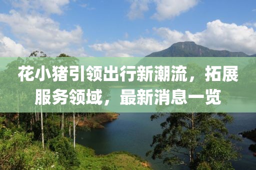花小猪引领出行新潮流，拓展服务领域，最新消息一览