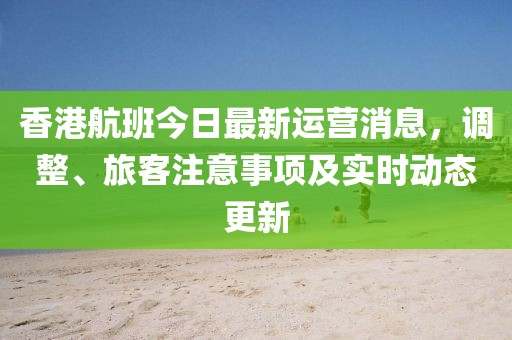 香港航班今日最新运营消息，调整、旅客注意事项及实时动态更新