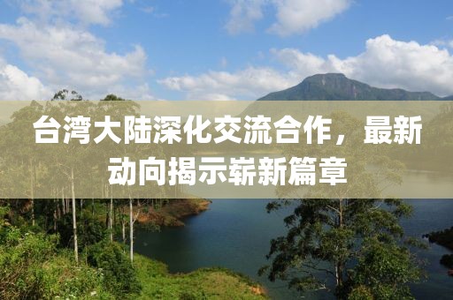 台湾大陆深化交流合作，最新动向揭示崭新篇章