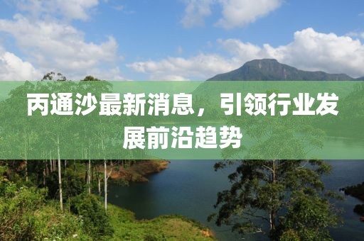 丙通沙最新消息，引领行业发展前沿趋势