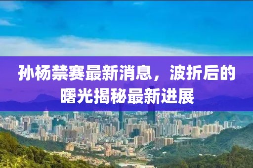 孙杨禁赛最新消息，波折后的曙光揭秘最新进展