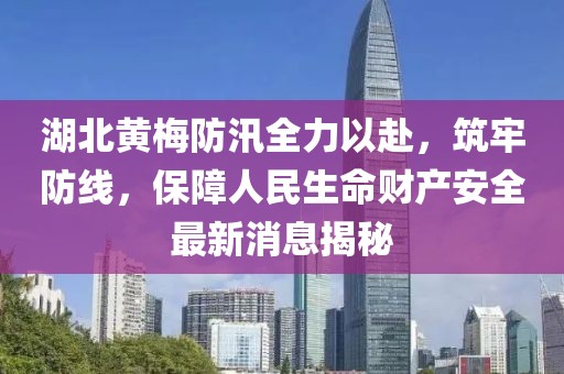 湖北黄梅防汛全力以赴，筑牢防线，保障人民生命财产安全最新消息揭秘