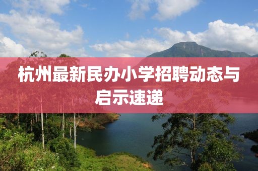 杭州最新民办小学招聘动态与启示速递
