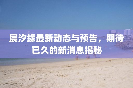 宸汐缘最新动态与预告，期待已久的新消息揭秘
