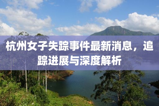 杭州女子失踪事件最新消息，追踪进展与深度解析