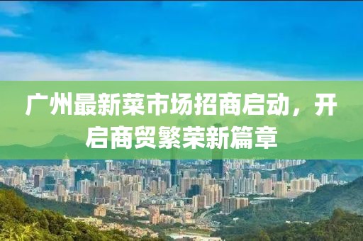 广州最新菜市场招商启动，开启商贸繁荣新篇章