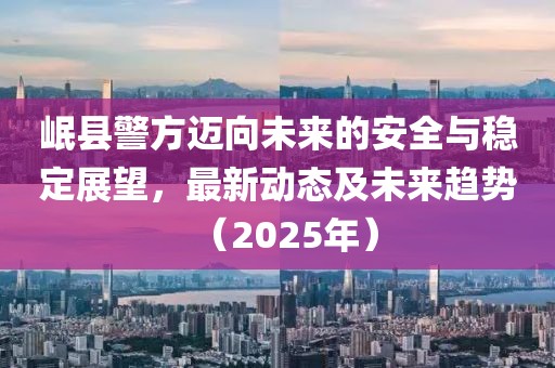 岷县警方迈向未来的安全与稳定展望，最新动态及未来趋势（2025年）