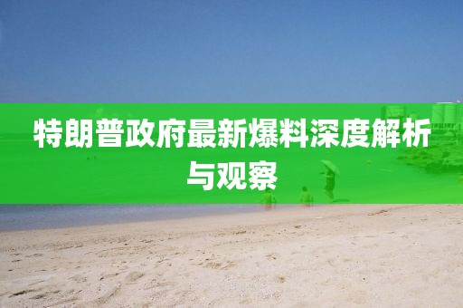 特朗普政府最新爆料深度解析与观察