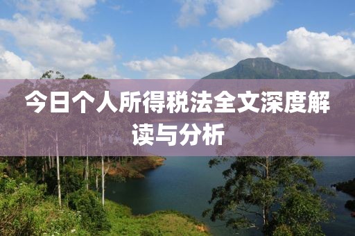 今日个人所得税法全文深度解读与分析