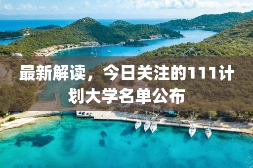 最新解读，今日关注的111计划大学名单公布