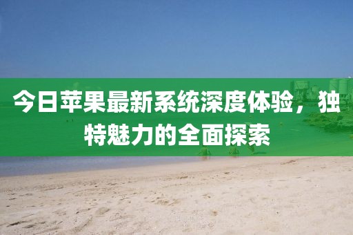 今日苹果最新系统深度体验，独特魅力的全面探索