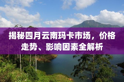 揭秘四月云南玛卡市场，价格走势、影响因素全解析