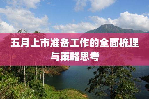 五月上市准备工作的全面梳理与策略思考