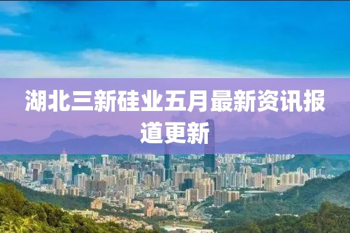 湖北三新硅业五月最新资讯报道更新