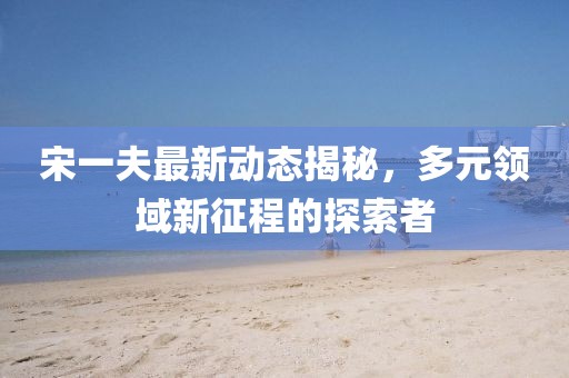 宋一夫最新动态揭秘，多元领域新征程的探索者