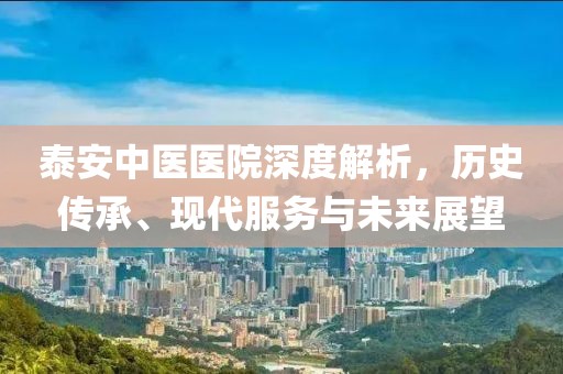 泰安中医医院深度解析，历史传承、现代服务与未来展望